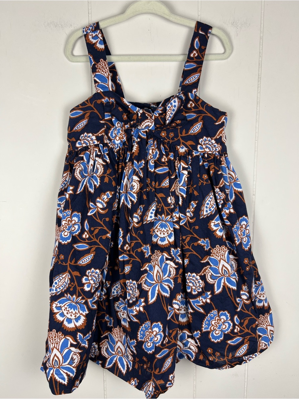 Janie and Jack Paisley Floral Swing Dress Navy & Brown Size 5